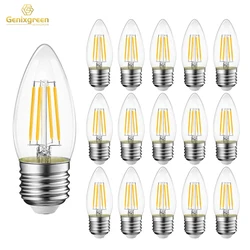 Genixgreen C35 E27 Chandelier Candle Light Bulb Warm White 2700K 4W Vintage Led Filament Dimmable 220V Retro Pendant Lamp Bulb