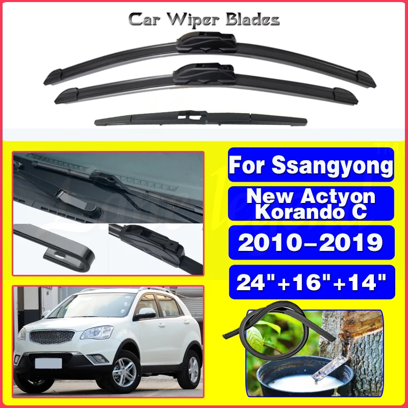 

Car Wiper Front & Rear Wiper Blades Set For SsangYong New Actyon Korando C 2010 - 2019 Windshield Windscreen Window 24"+16"+14"