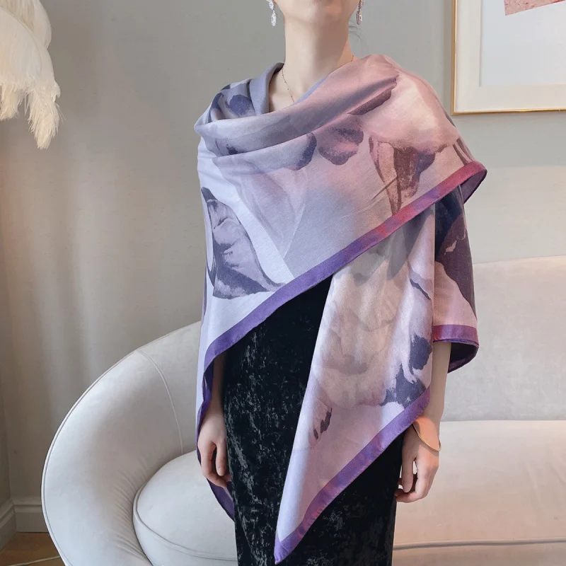 

Elegant Printed Faux Cashmere Scarf128*128Casual shawl with a high-end feel, warm autumn and winter scarf women
