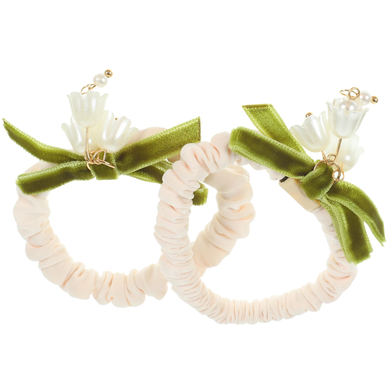 

2Pcs Flower Hair Circles Scrunchies Women Elastic Ropes Styling Accessories Ponytail Holders Everyday Use Hair Ties Girls