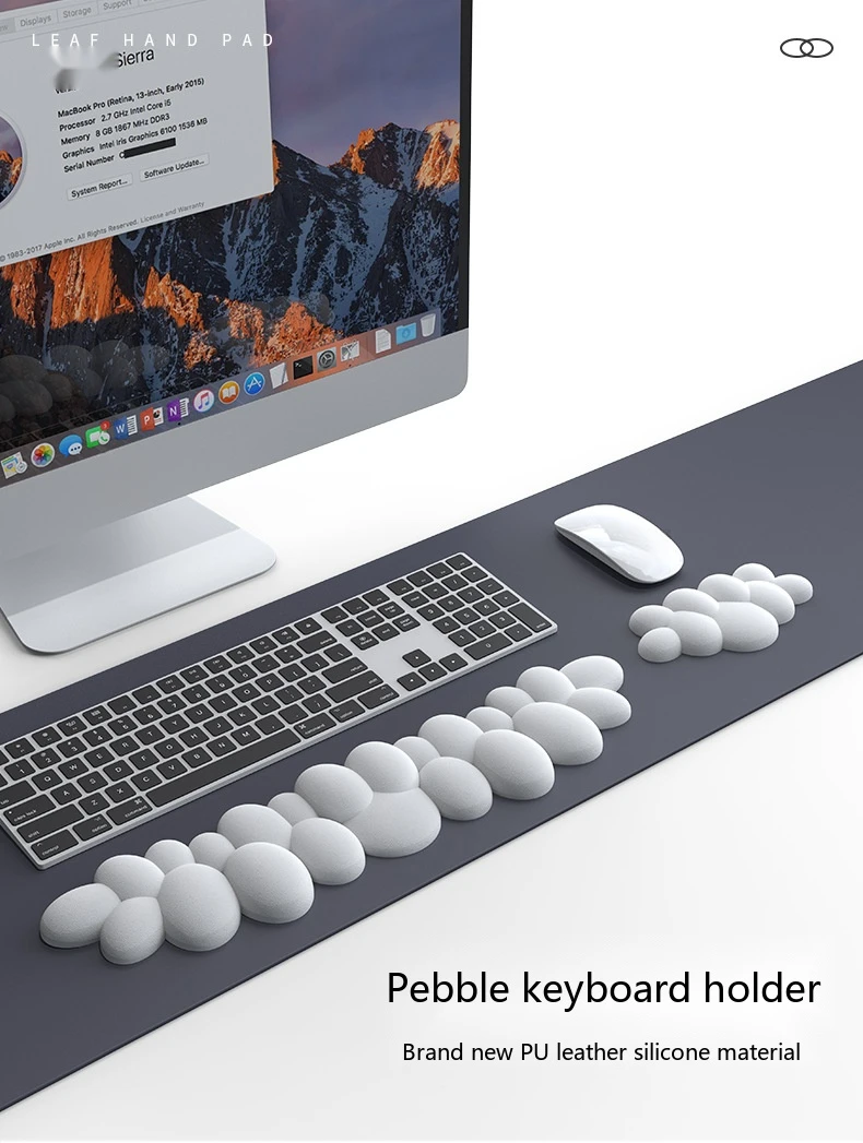 Kieselsteinförmige Silikon-Handballenauflage, ergonomische Schreibtischunterlage für Büro und Gaming, 7 Farben, 3 Konfigurationen – Detail 1
