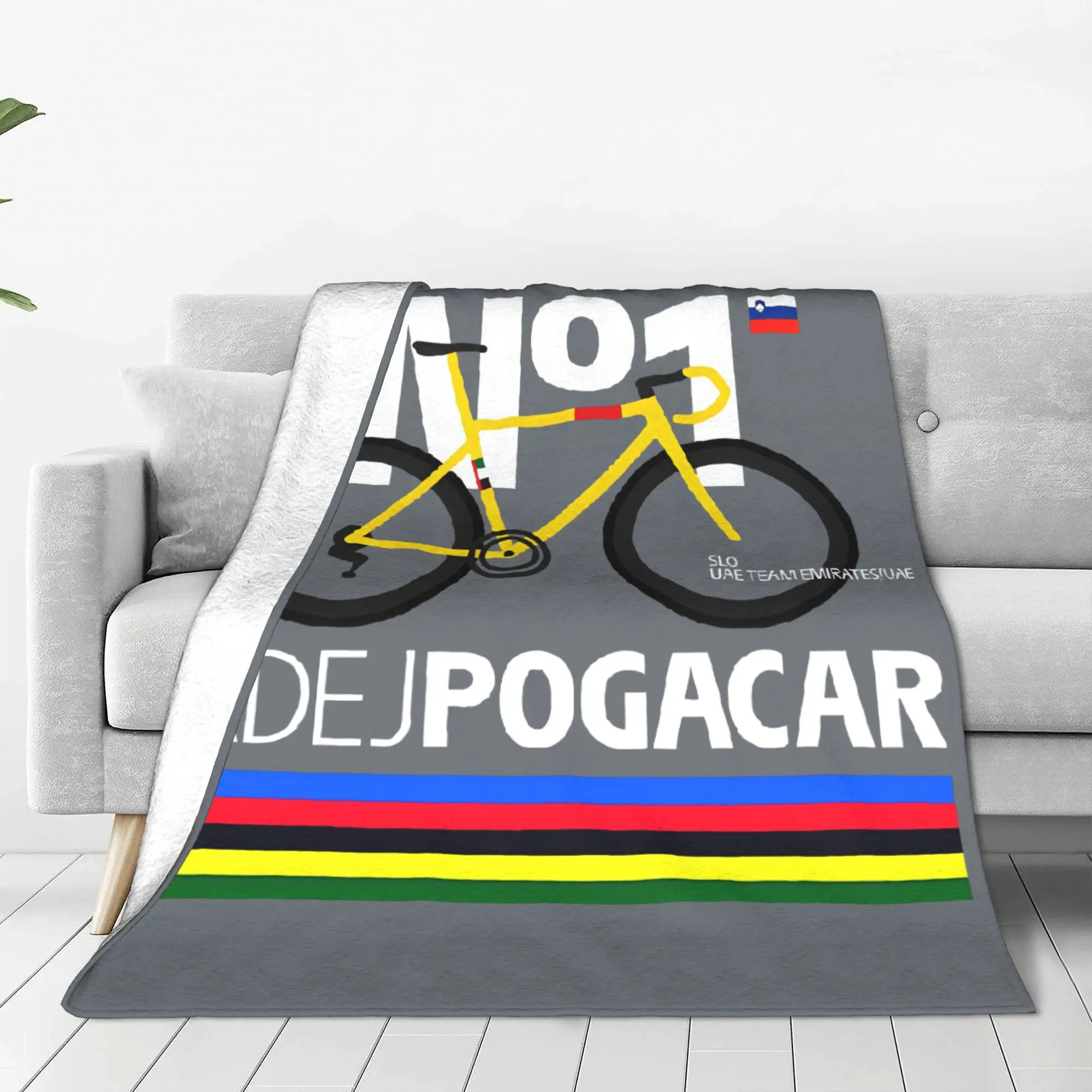 Tadej Pogacar Blanket Warm Cozy Fluffy Cycling Pogi Team Tour De France Throw Blankets for Bed Multi-size