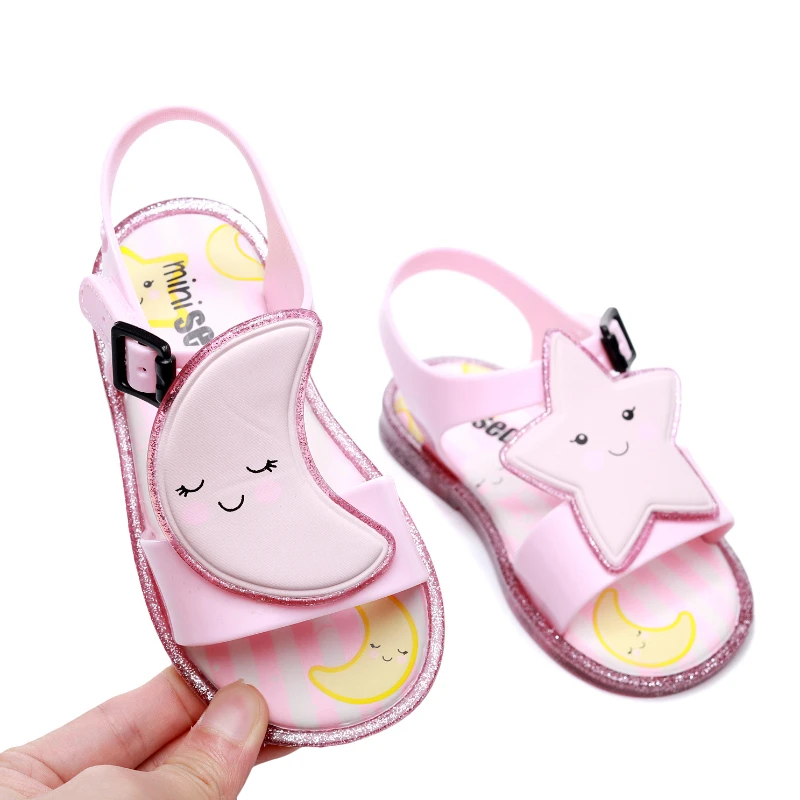 Sandales en MSI brûleur pour enfants, chaussures pour enfants, fille, fille, lune, étoile, princesse, Nialisation, Dlife