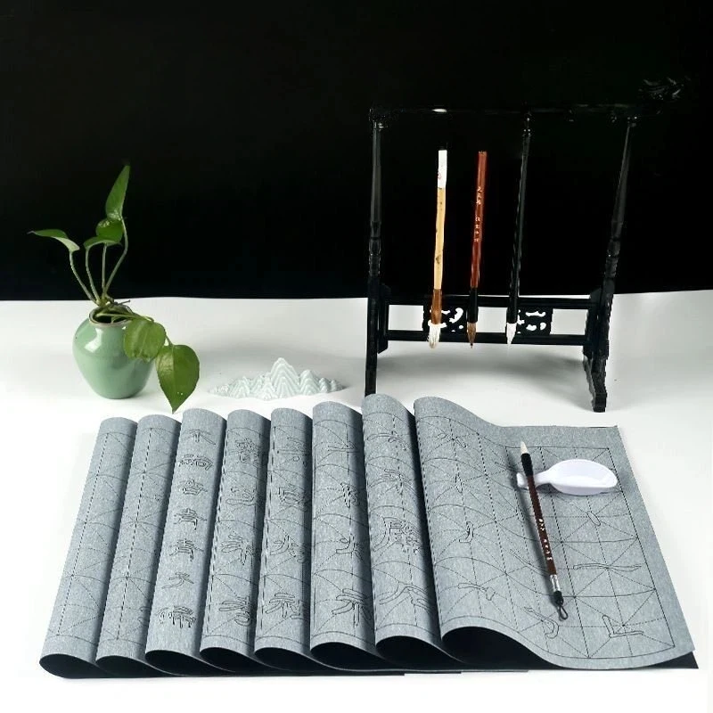 Clerical Script Water Writing Cloth Set Chinese Calligraphy Practice Mat Reusable Xuan Paper Effect Brush Kit Beginner Student