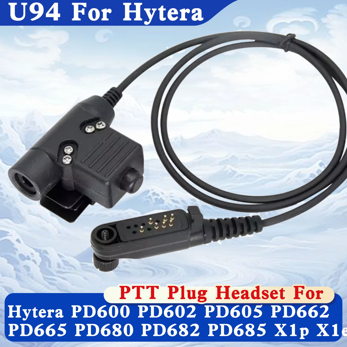 NEW Tactical U94 PTT NATO plug for  Hytera PD600 PD602 PD605 PD662 PD665 PD680 PD682 PD685 X1P X1E Earpiece Cable Plug Adapter