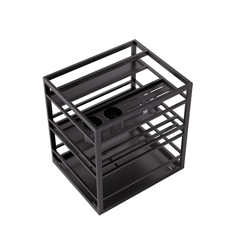 

Nano black seasoning basket pull basket kitchen cabinet drawer type stainless steel kitchen cabinet storage dishes basket cabine