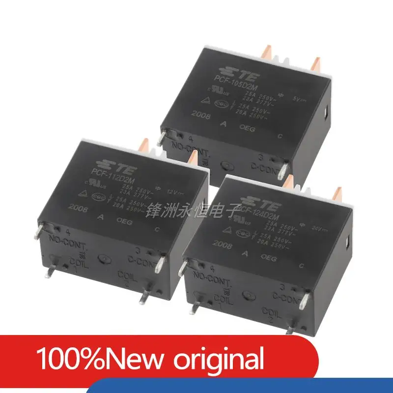 10PCS/Lot Original New TE Relay PCF-105D2M PCF-112D2M PCF-124D2M 25A 4PIN 5V 12V 24V Power Relay