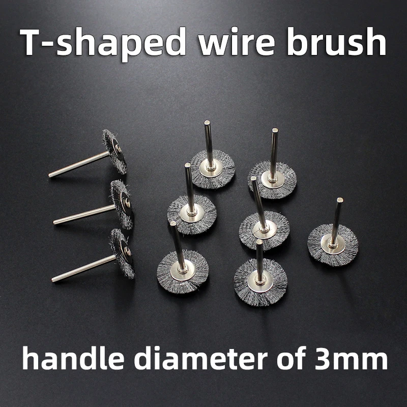 DIYT type steel wire brush handle diameter 3mm rust removal polishing grinding head cleaning decontamination burr electric grind