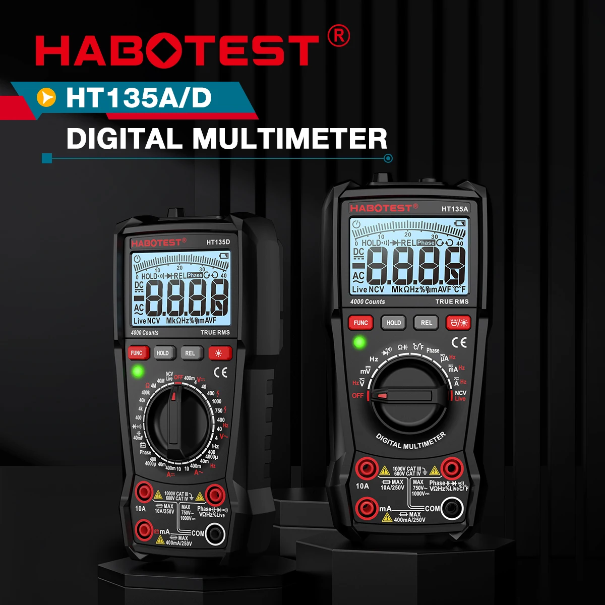 Smart Handheld Waterproof Dustproof Intrinsically Safe Multimeter True RMS AC/DC High Precision Auto Range Data Hold 4000 Counts