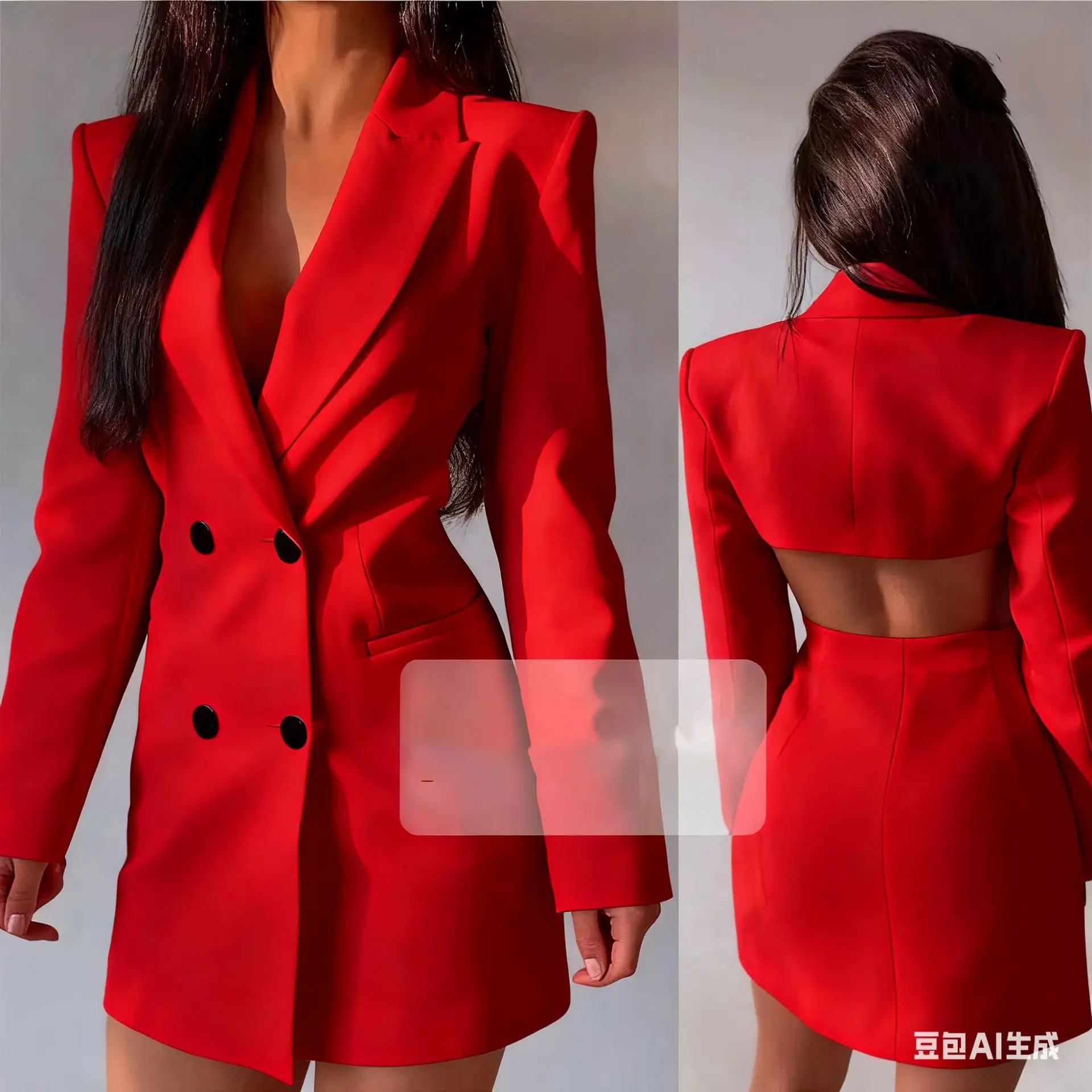 

Pure Color Backless Double Breasted Commuter Suit Dress New Arrival Autumn 2025 Street Style Comfortable Casual Women's Fashion