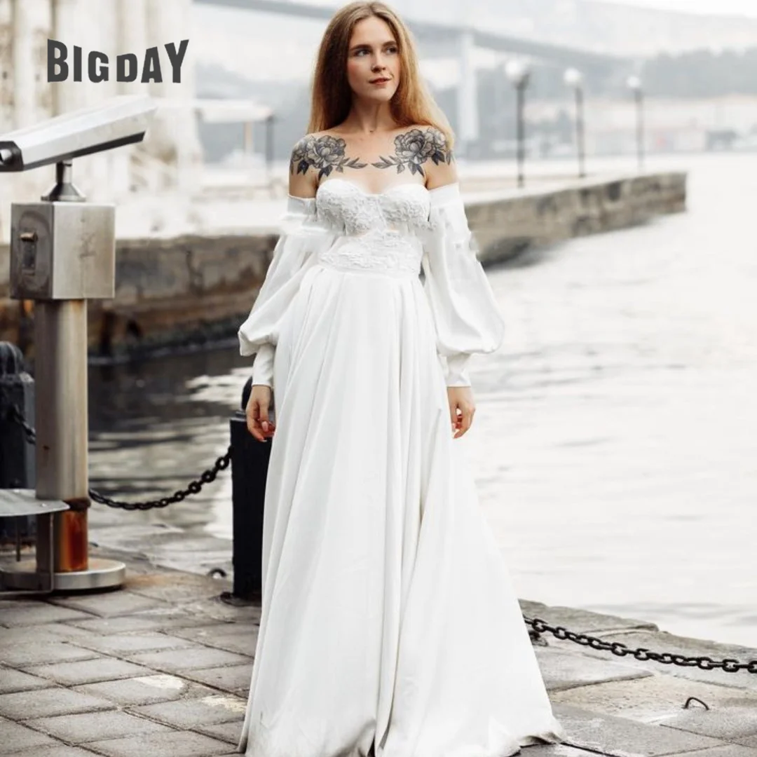 

Exquisite Wedding Dress For Woman 2024 Strapless Side Split A-Line Three Quarter Sleeves Bridal Gowns Vestido De Novia Customed