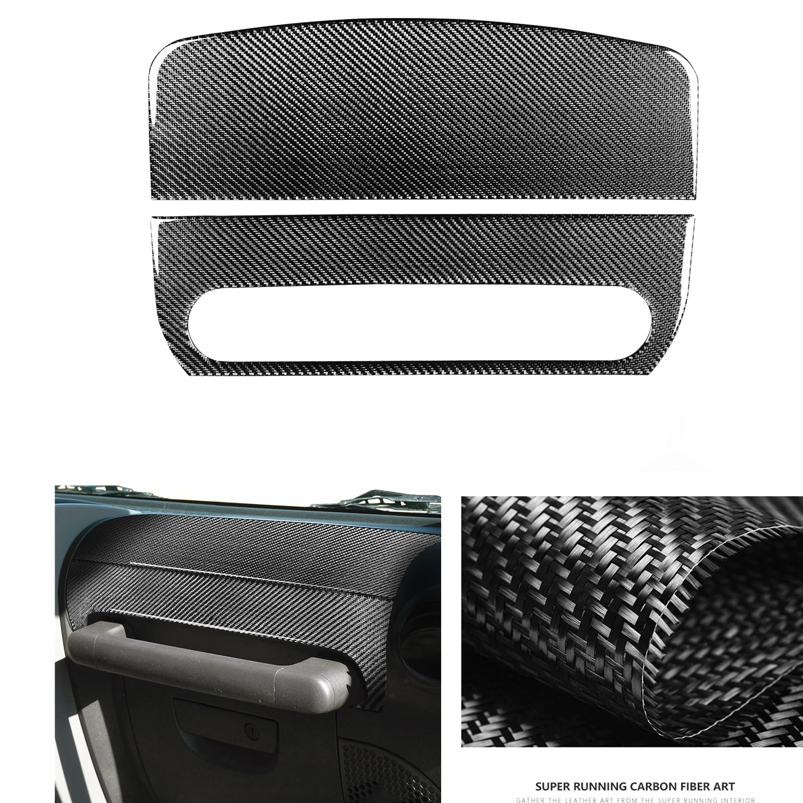 Carbon Fiber Passenter Side Co-pilot Door Armrest Handle Panel Cover Trim For Jeep Wrangler JK 2007-2010 2 / 4 Door