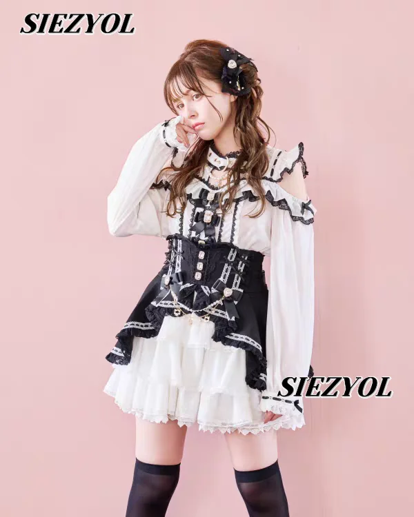 Liz Skirt Shirt Japanese Style Mine Sweet Bow Chain Princess Mini Skirt Girl's Kawaii Lolita Summer New High Waist Short Skirts