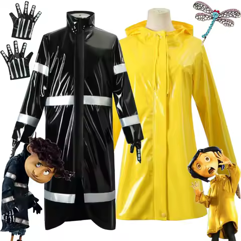 Coraline Wybie Lovat Cosplay Costume Long Coat Men Women Outfits Halloween Carnival Party Disguise Roleplay Suit