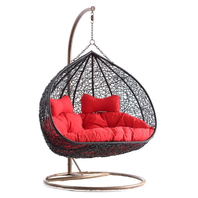 Outdoor Furniture Premium 2-Seat Swing Egg Chair, Patio Garden Balcony Rattan Hanging Chair, Popular and Comfortable Design
