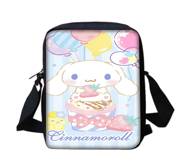 Cartoon Cinnamorolls Messenger Bag pour enfants, sac à main décontracté pour enfants, sac de téléphone pour hommes et femmes, sac à provisions imprimé pour garçons et filles