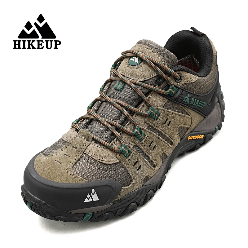 HIKEUP-zapatos de senderismo antideslizantes para hombre, zapatillas transpirables resistentes al desgaste, a prueba de salpicaduras, para escalada,