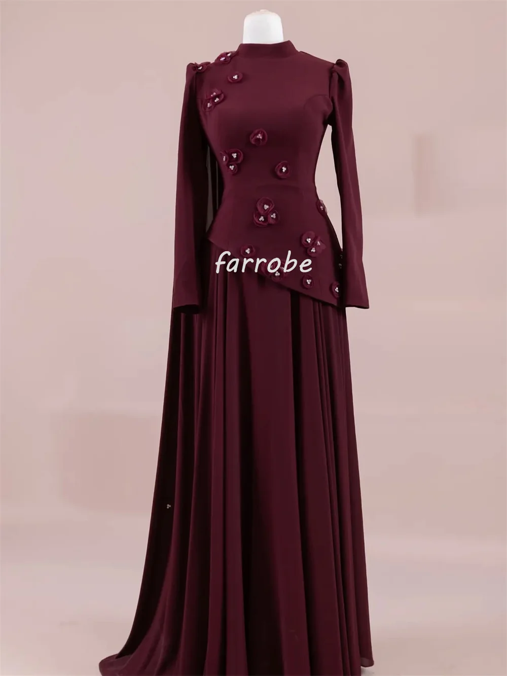 تخصيص الرسمي جيرسي اليدوية زهرة حجر الراين رايات ألف خط عالية الياقة فساتين طويلة فساتين مناسبة مخصصة جودة عالية