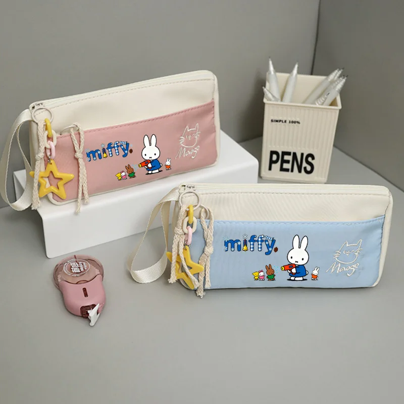 

Kawaii Miffy пенал с рисунком Miffy Rabbit студенческая сумка для канцелярских принадлежностей с вышивкой большой емкости нишевый канцелярский пенал