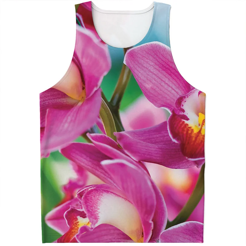 New Lily Flower Lotus 3D Printed Tank Top For Men Summer Quick Dry Gym Fitness Tee Shirt Tops Street Vest Sleeveless T-Shirt