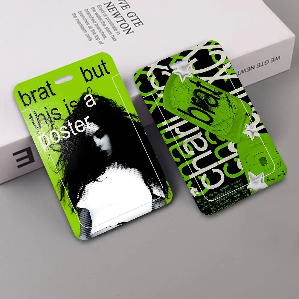 

Чехол для карт унисекс Singer C-Charli XCX B-BRAT, женский держатель для рабочего пропуска с ремешком, держатель для удостоверения личности, чехол для рабочего пропуска, держатель для бейджа, сумка-футляр