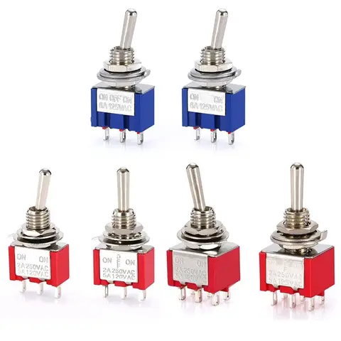 MTS-102 103 202 Series 5/10pcs Toggle Switch 6A 125VAC On-On SPDT 6mm Mini DPDT On-Off-On Waterproof Cap for Electronic Devices