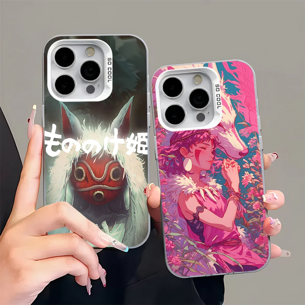 

M-Mononoke H-Himes Phone Case For iPhone 16,15,14,13,12,11,Pro,Max,Plus,Mini,XS,SE Anti Fall Gray White Matte Hard Bumper