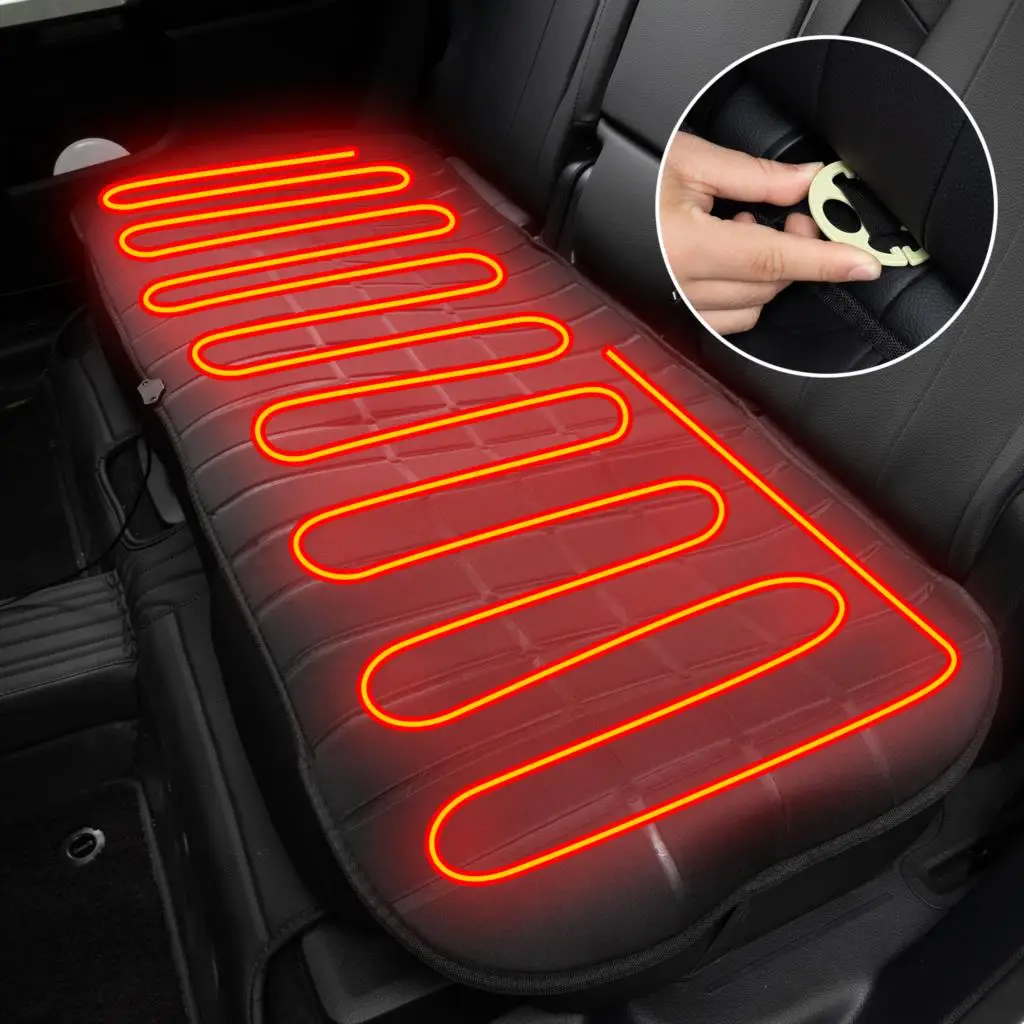 Car Heated Rear Seat Cover Cushion  2nd Row Seat Warmer 12V 24V Heating Warming Winter Pad Protector Cover Styling