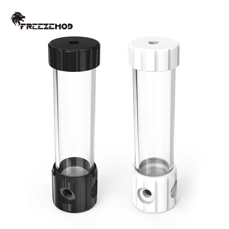 FREEZEMOD OD50mm Transparent Water Tank Acrylic Cylindrical Reservoir POM Cover Built-in Filter Length 115-315mm YSX-5PM4