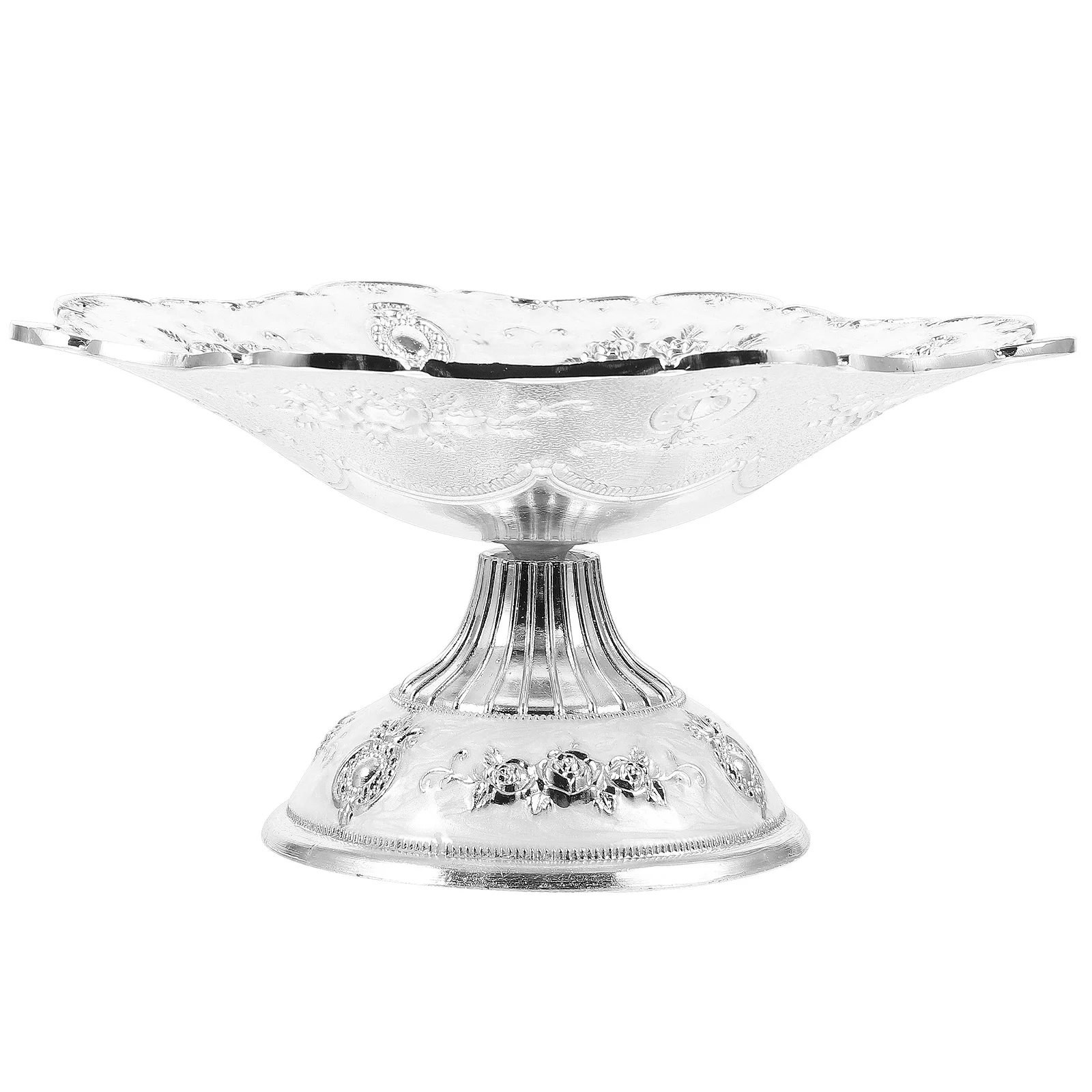 

Silver Fruit Plate Vintage Style Decorative Snack Dish Stable Wear-Resistant for Home Kitchen Office Use