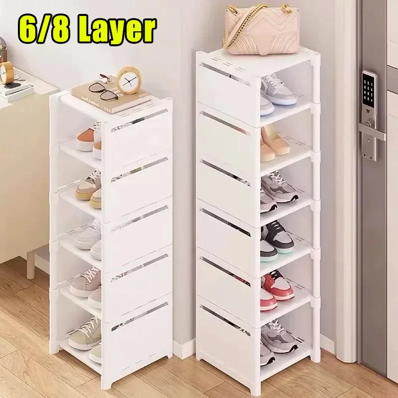 Space-saving Modern Vertical Multi-layer Shoe Rack Independent Small Space Shoe Rack Bedroom Portable Plastic Shoe Rack