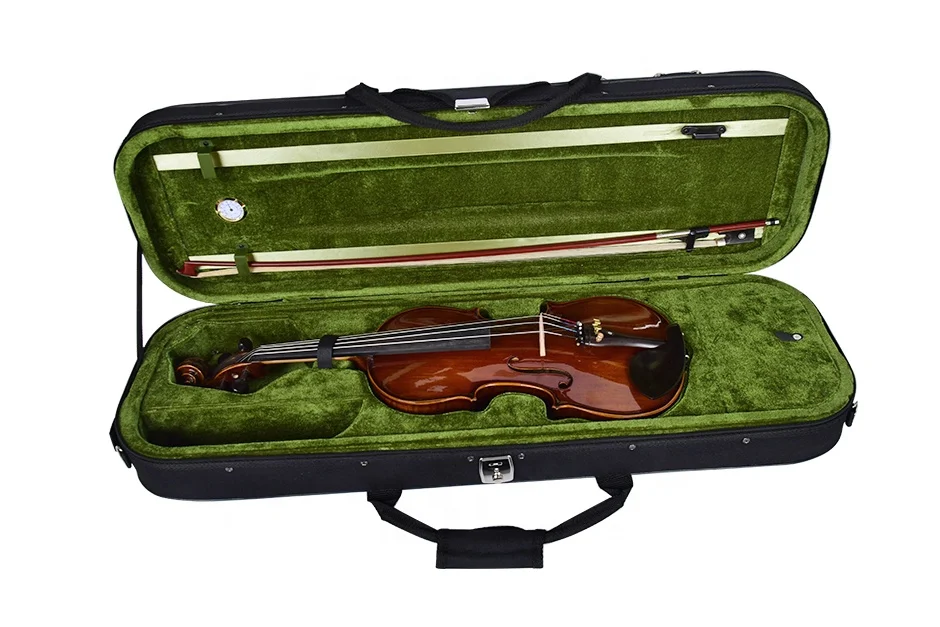 OEM professional China made high end solid spruce wood maple wood glossy 4/4 size violin with rosin bow case