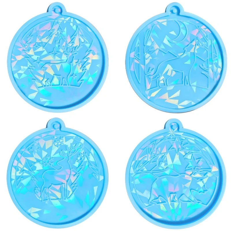 Holographic Laser Animal Combination Polar Bear Pendant Silicone Molds DIY Handmade Decoration Keychain Resin Mold Home Crafts