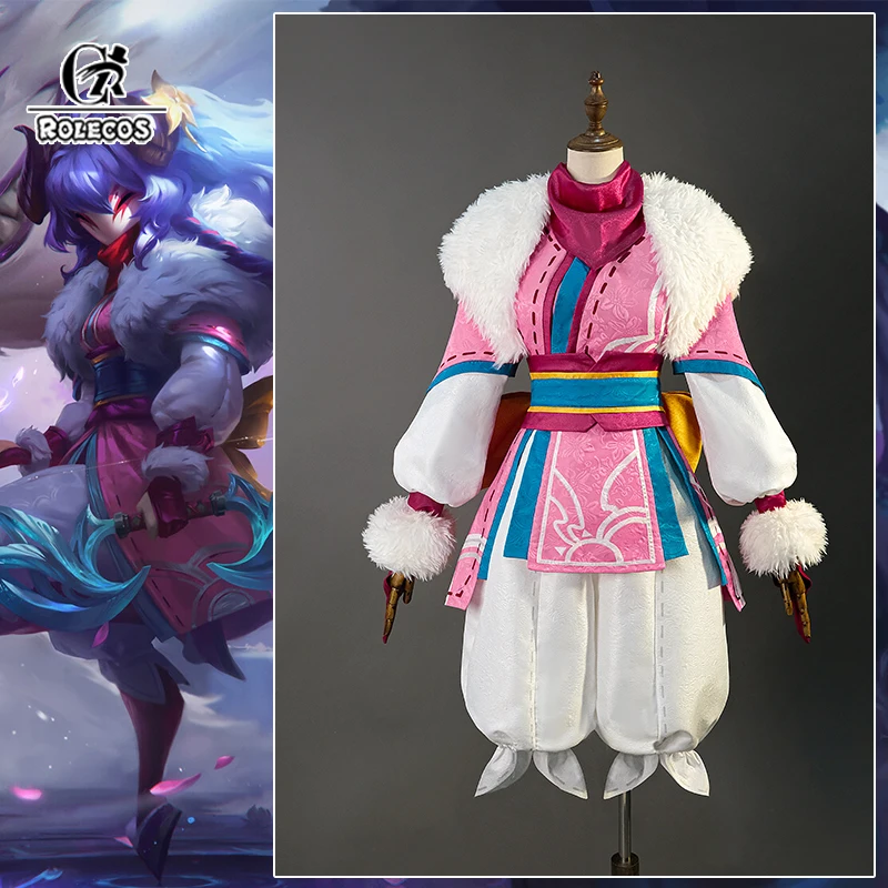 

ROLECOS Game Spirit Blossom Kindred Cosplay Costume LOL Women Roleplay Women Eternal Hunters Kindred Halloween Suit with Mask