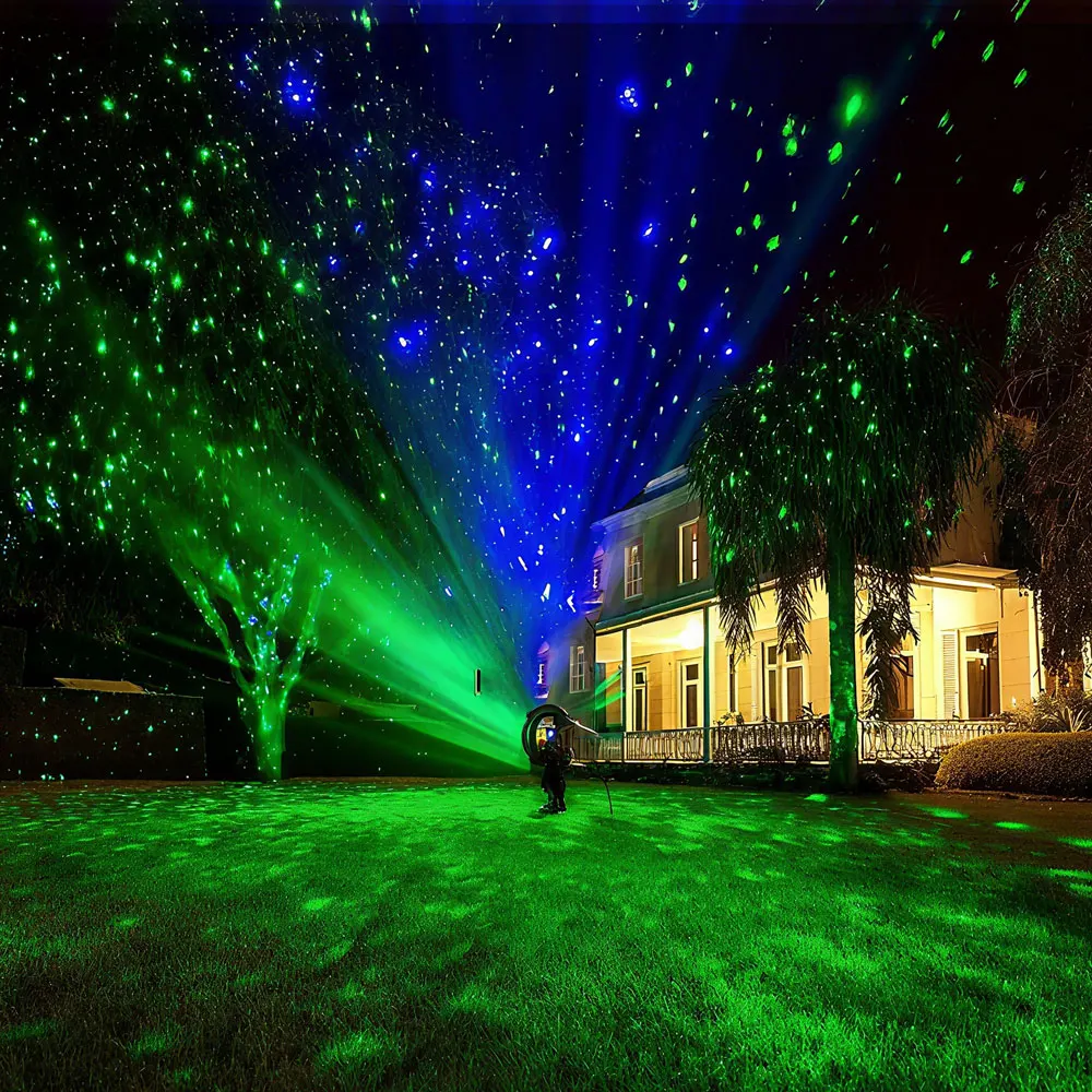 Twinkling Dancing Christmas New Year Lights for Outdoor, Remote Control Waterproof Blue Green Street Lawn Garden Stake Light