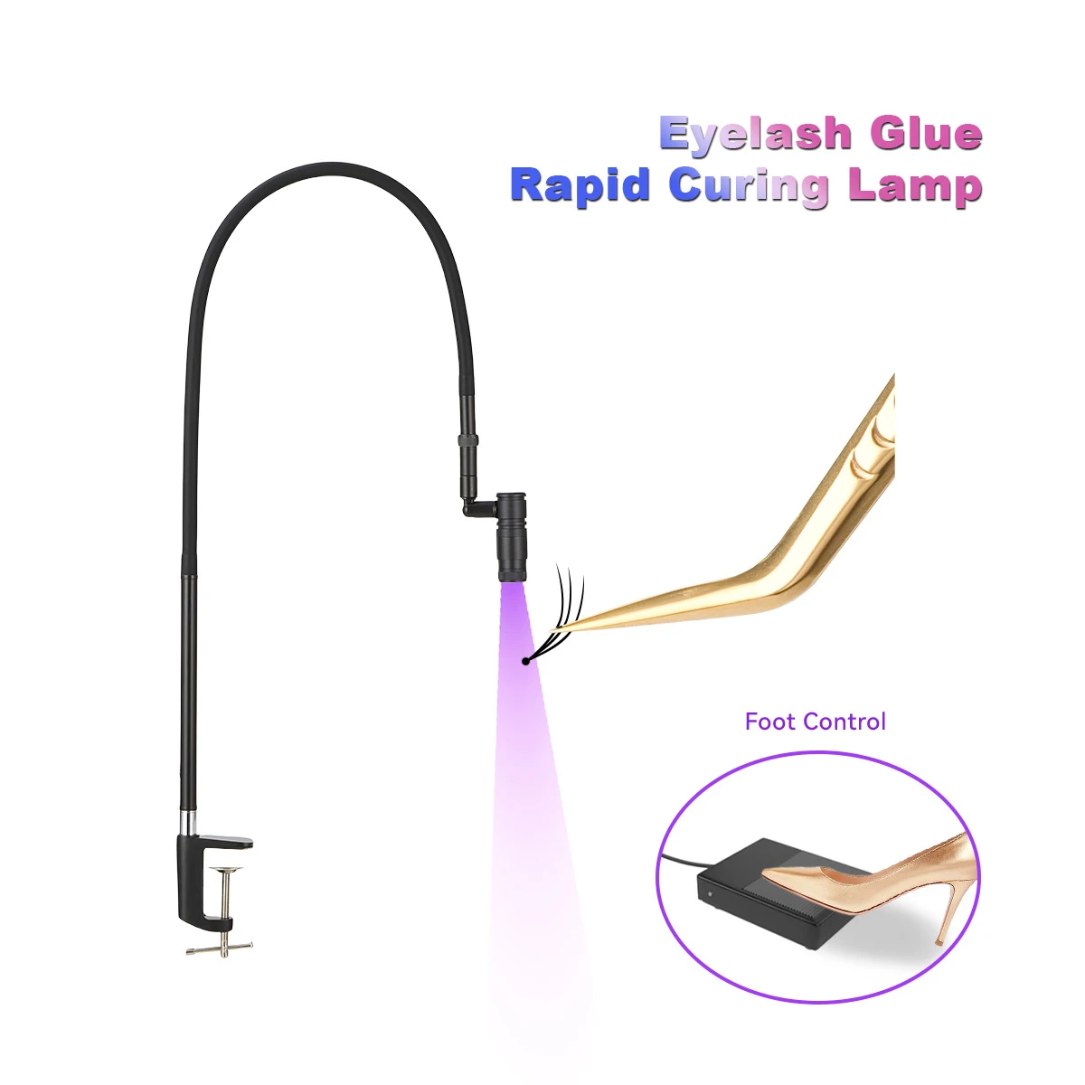 UV eyelash extension lamp grafting eyelash tweezers quick-drying adjustable spot nail lamp beauty work lamp refraction lamp