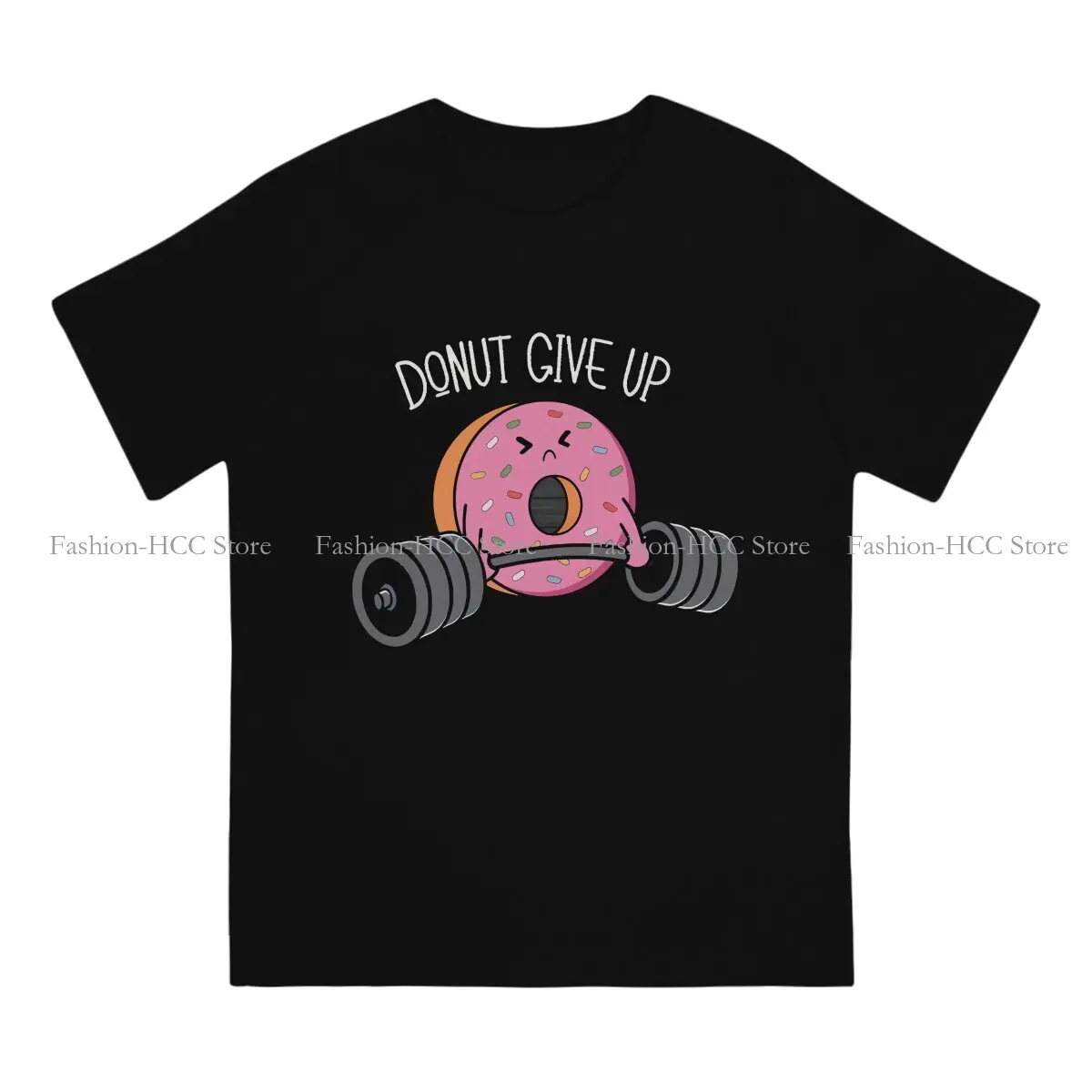 Cute Donut Weightlifting Harajuku Polyester TShirt Crossfit Printing Streetwear Leisure T Shirt Men Tee