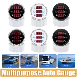 52mm Digital 3 in 1 Waterproof Car Boat Gauge For 12V24v Water Temperature Oil Pressure Voltmeter Fuel Level With Alarm Signal