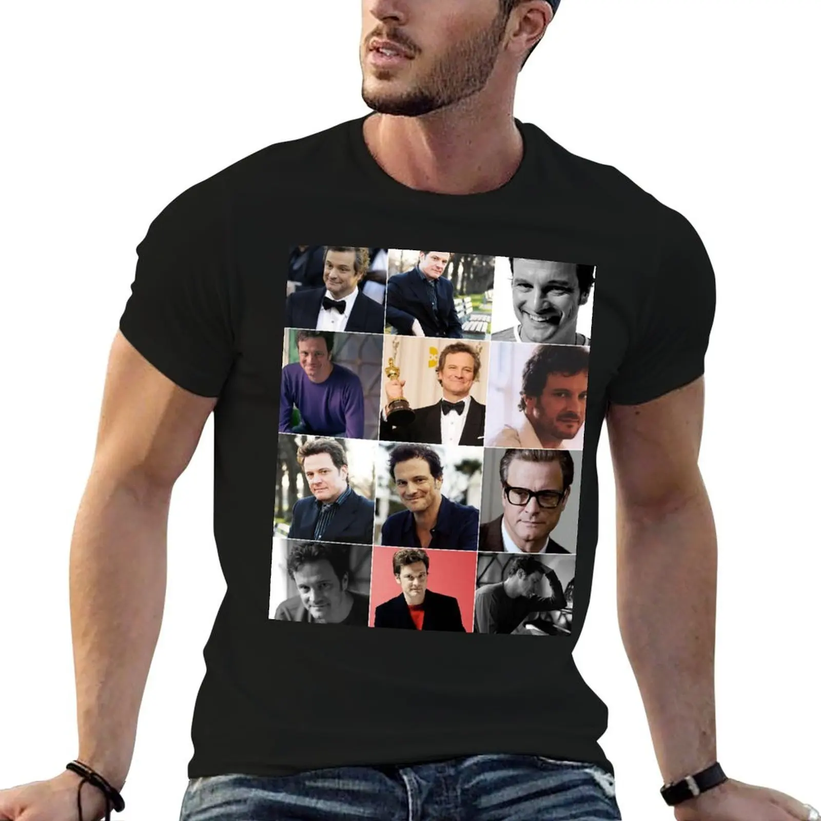 

Colin Firth Photo Collage T-Shirt t shirt man designer t shirts for man graphic vintage cotton tshirt 100% T-Shirt