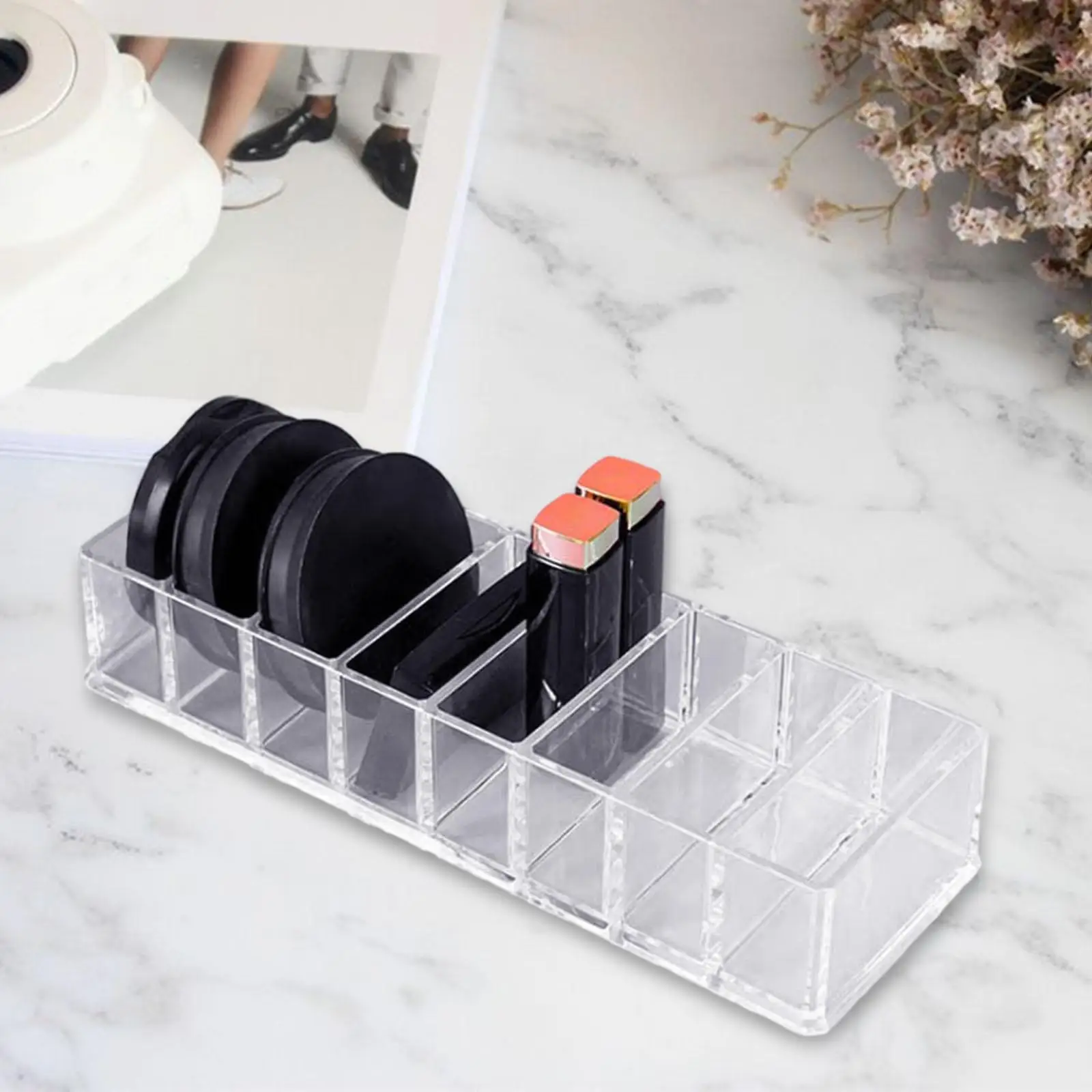 Makeup Organizer Acrylic Transparent 8 Compartments for Bathroom