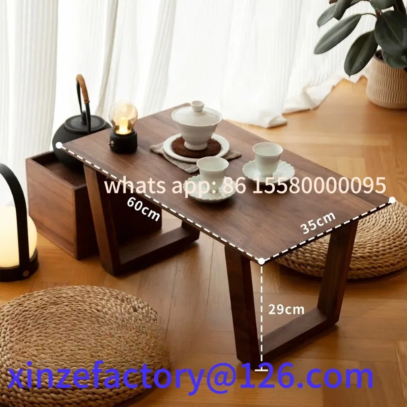 Konfigurowalny stolik do herbaty z litego drewna w stylu nordyckim, japoński stolik kawowy tatami, minimalistyczny stolik boczny na balkon