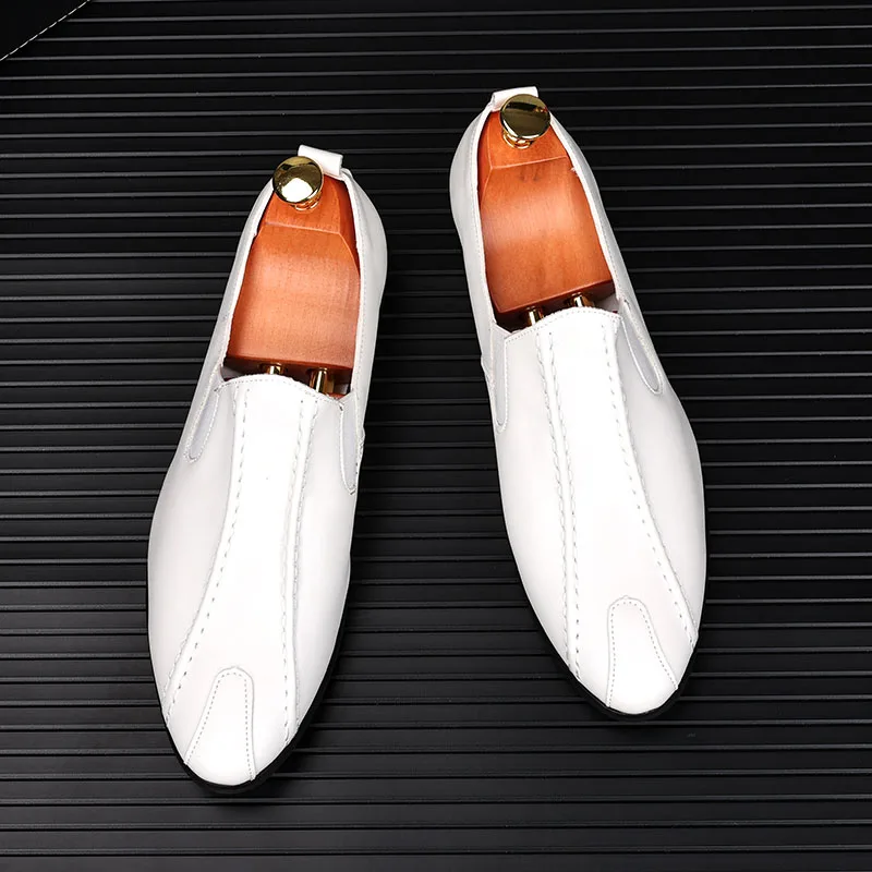 فاخر الجدة مصمم جديد الرجال الأبيض المرقعة الأحذية الجلدية الذكور فستان الزفاف حفلة موسيقية العودة للوطن أكسفورد الأحذية حجم 38-44 #2