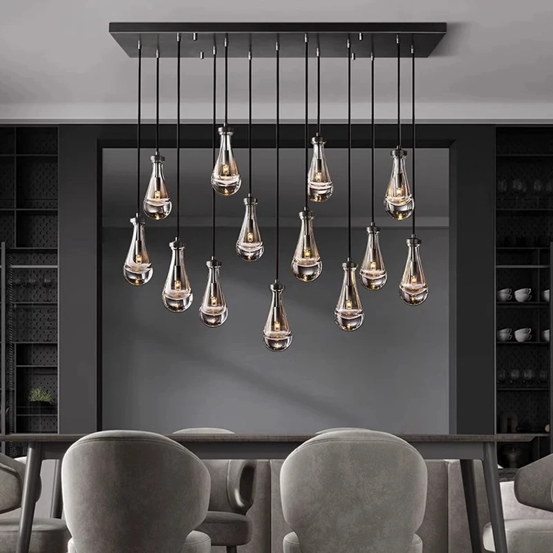 LED Spiral Raindrop Chandelier Pendant Light Ceiling Lamps For Entryway Foyer High Ceiling Decoration