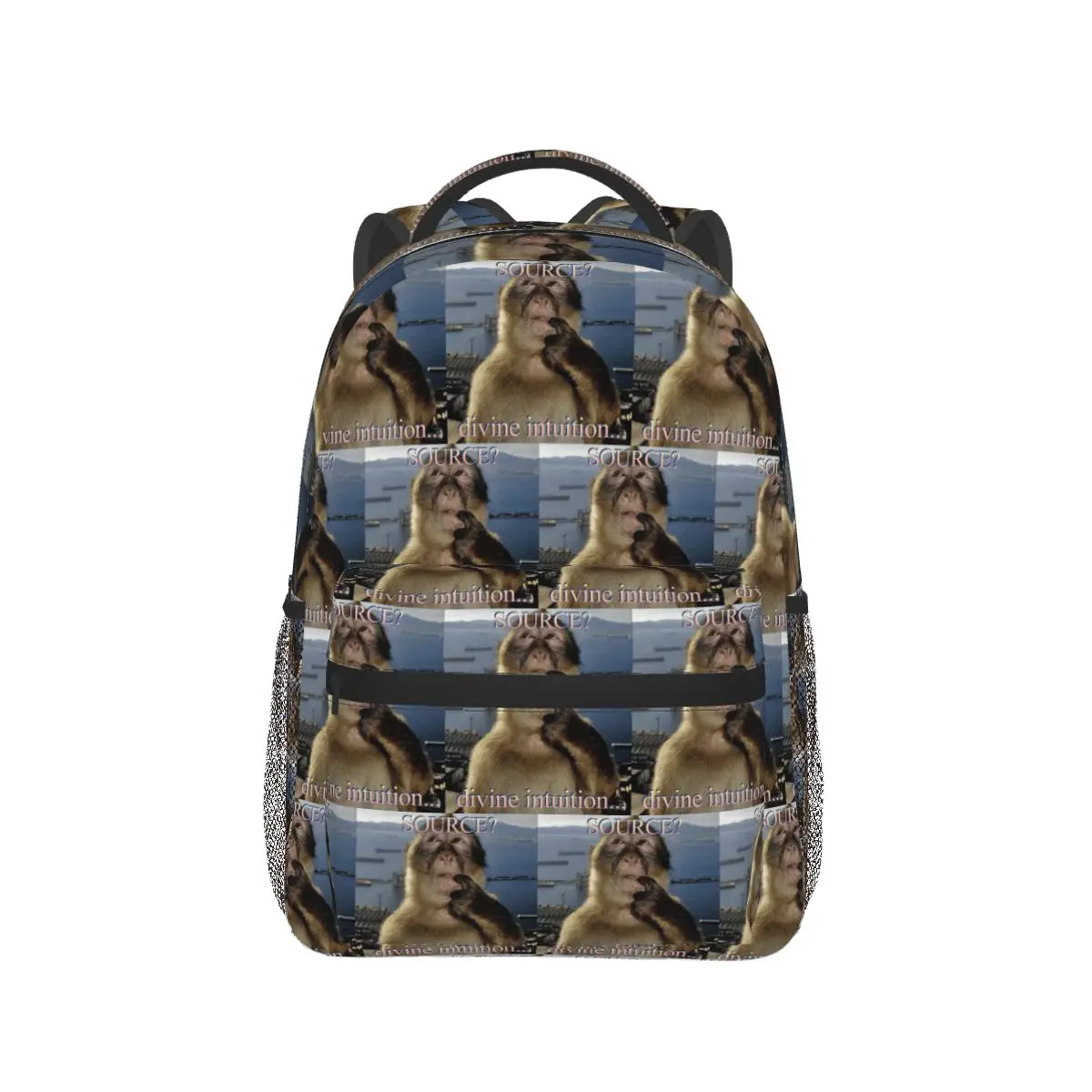 Source Divine Intuition Thinking Monkey Meme Backpack Hot Sale Daypack Children BookBag School Bag Shoulder Bags for Men Women