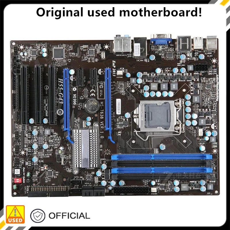 

For H55-G43 ATX Motherboard LGA 1156 DDR3 16GB For Intel H55 Desktop Mainboard SATA II PCI-E X16 Used AMI BIOS