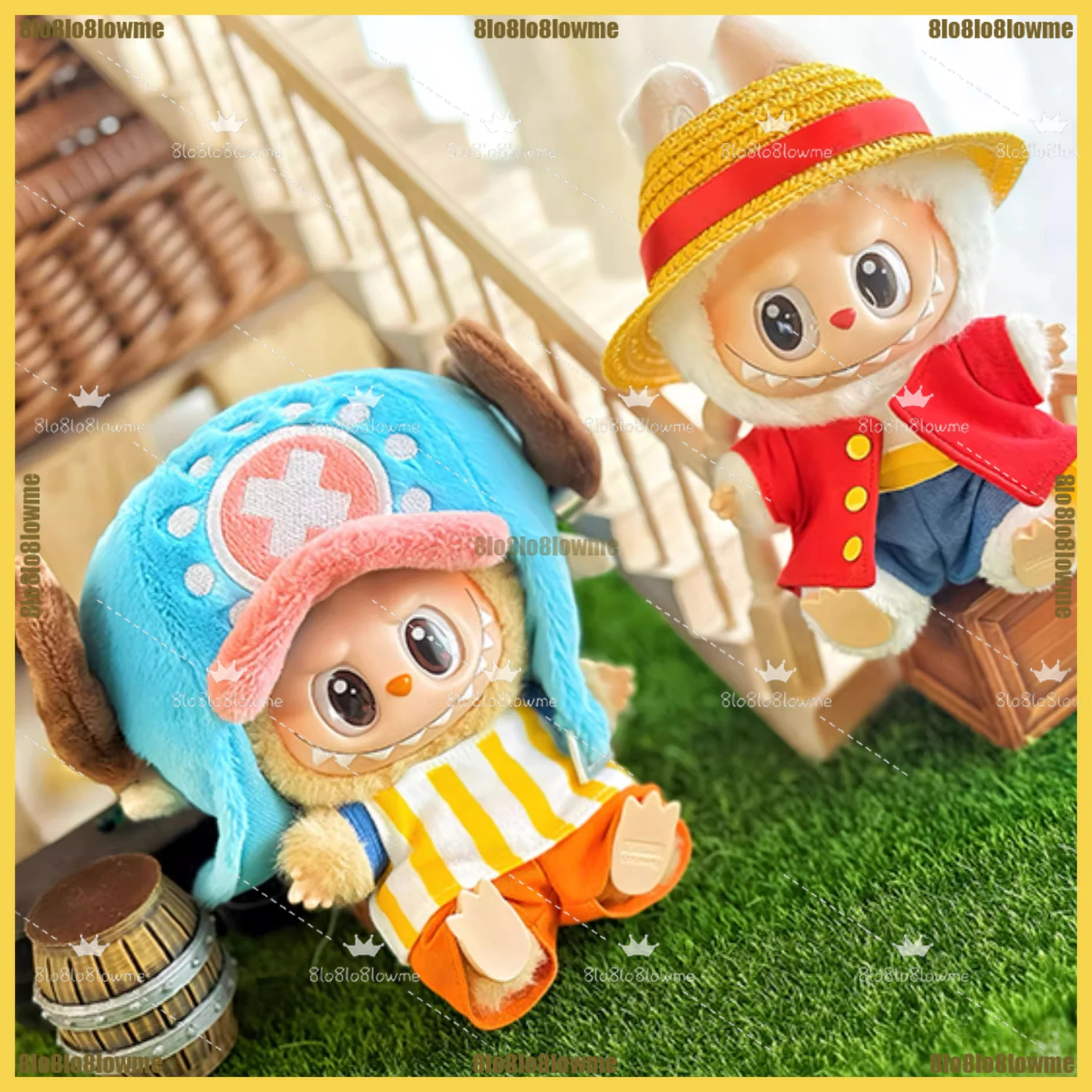 كارتون صغير أفخم ملابس دمى عالية الجودة المروحية زورو زي القرط 3 السيوف مجموعة ل Labubu موضة إكسسوارات دمي