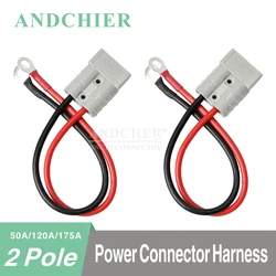 Cable de carga de batería de silicona suave, conector de 2 pines, conector de carretilla elevadora, 8/6/4/2AWG, 50A, 120A, 175A, 350A, 600V