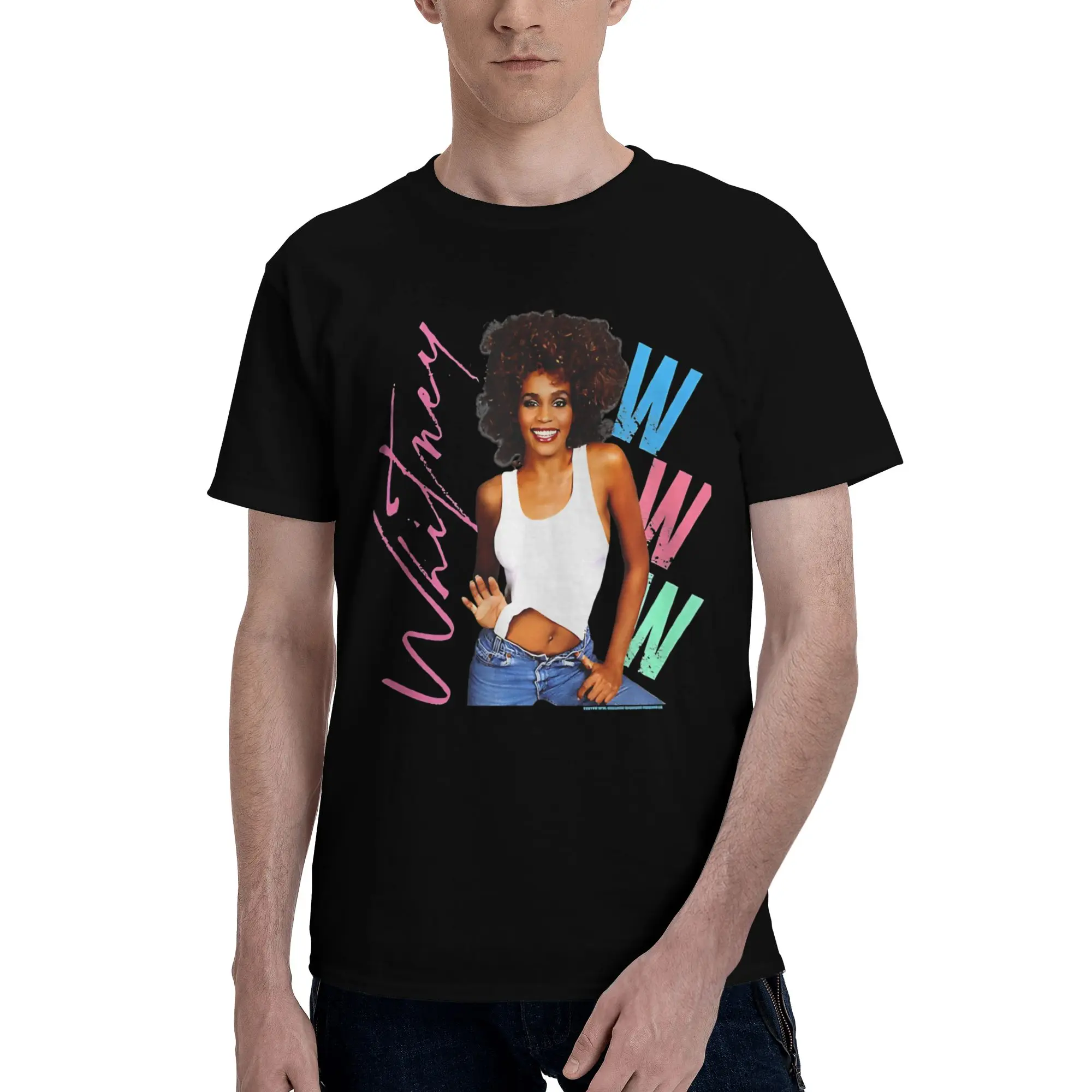 Vintage Inspired  Funny Graphic 100% Cotton T-Shirt Whitney Houston Tees Tops For Men