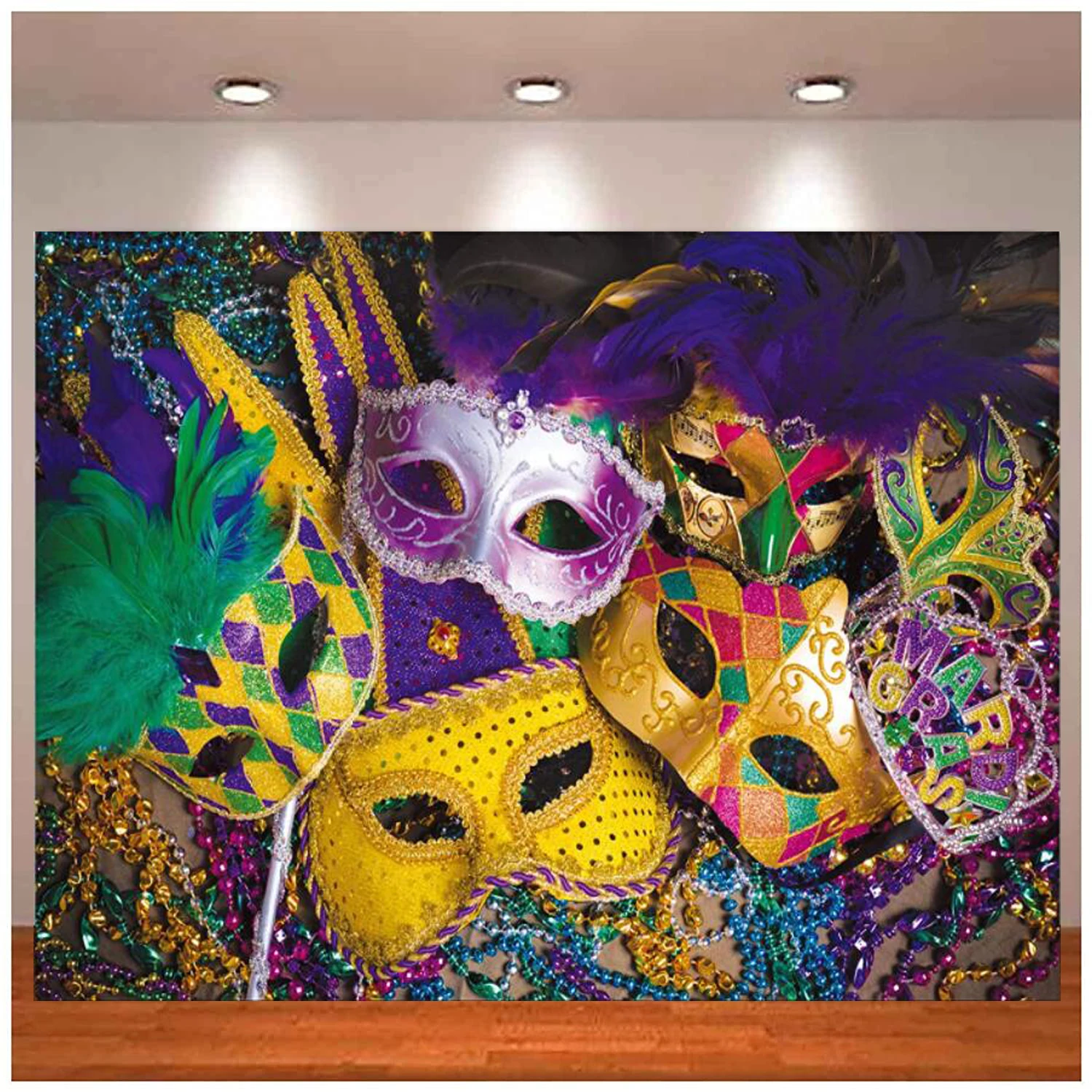 

Venetian Mardi Gras Photography Backdrop Carnival Masquerade Mask Colorful Background Party Decoration Banner Studio Props