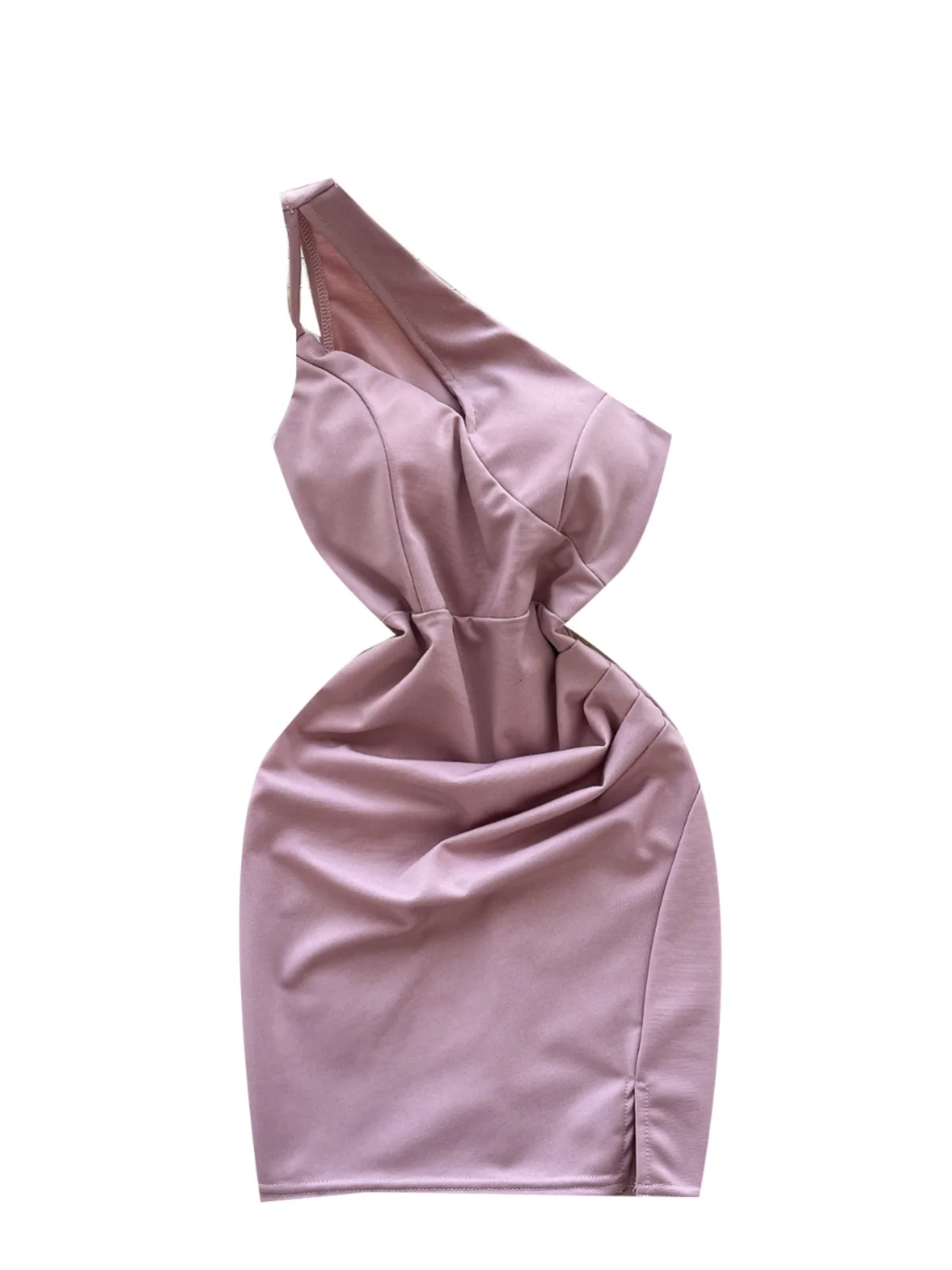 Foamlina 2025, nuevo vestido rosa polvoriento de gama alta con un hombro recortado, minivestido ajustado para mujer, vestido Sexy para fiesta y Club con cita